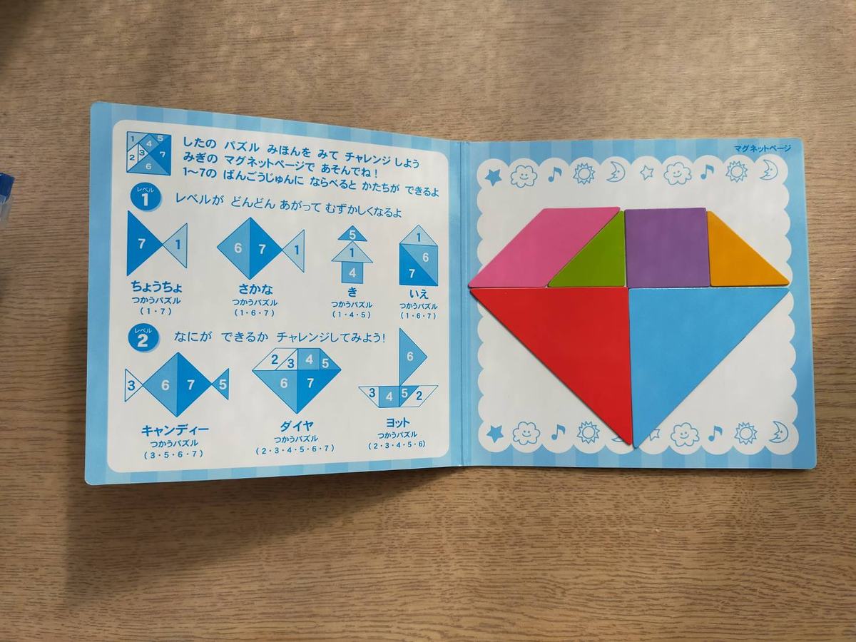 タングラムのピースで四角い形を作ったところ